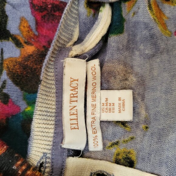 ELLEN TRACY Floral Fine Merino Wool Sweater - Picture 9 of 10